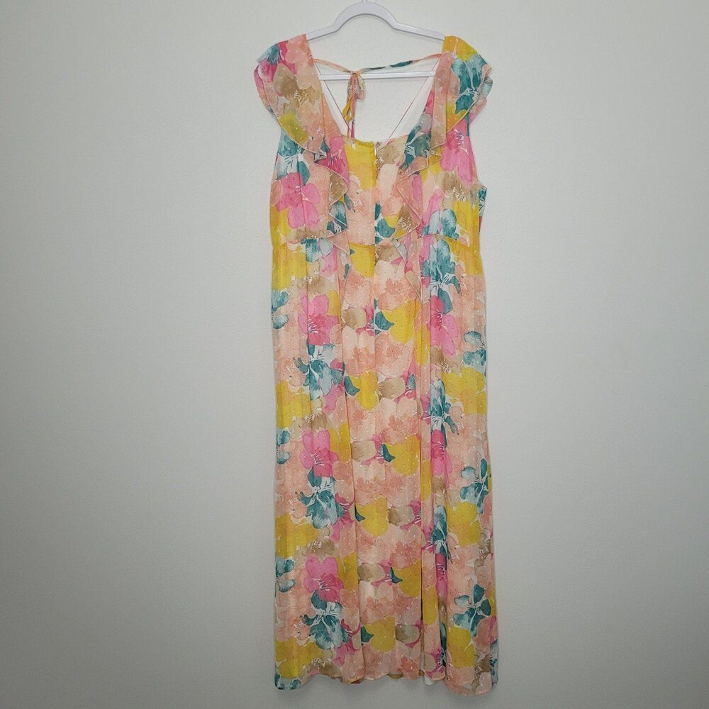 Cato bright floral plus size slits maxi vacation cute summer dress size 22/24w - Picture 3 of 9